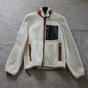 $5K Loewe 2021 Leather Lamb Fur Moto Jacket, Medium, Mens